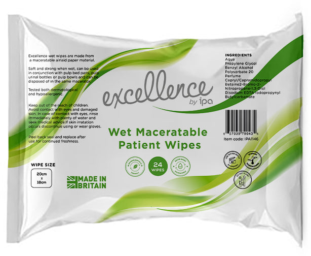 125 Pack Excellence Wet Wipes Maceratable 20cm x 18cm