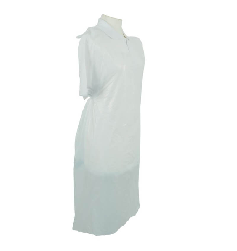 White Disposable Polythene Apron On A Roll 200 Aprons 5 Pack