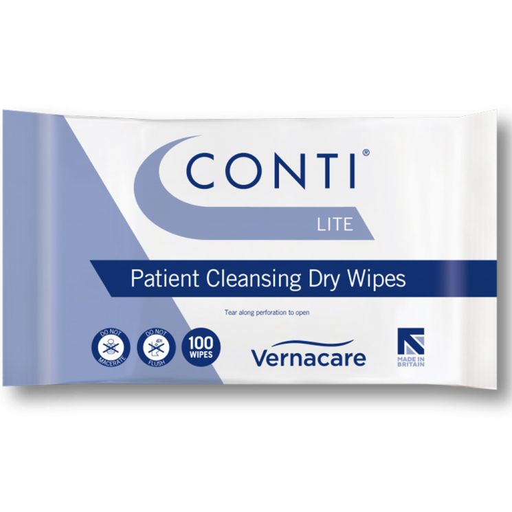 100 Pack Conti Lite Patient Cleansing Dry Wipes Large