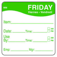 Day Food Labels 51mm x 51mm 500 Pack Friday