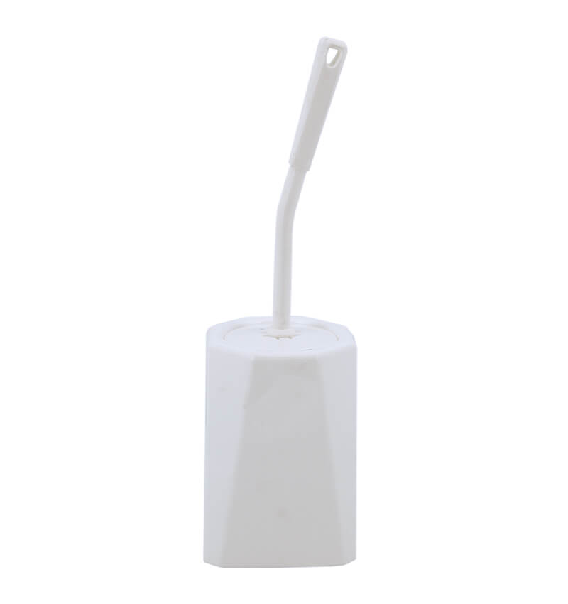 Enclosed White Toilet Brush Set