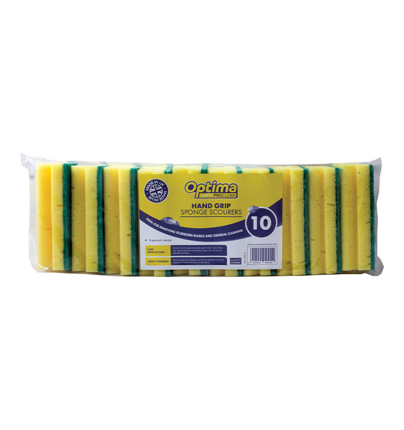 Yellow Green Sponge Scourer With Finger Grip 10 Pack