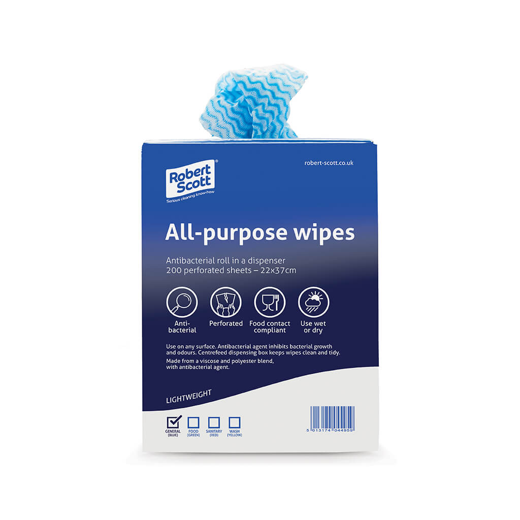 Wipe Cloth On A Roll Blue 200 Pack