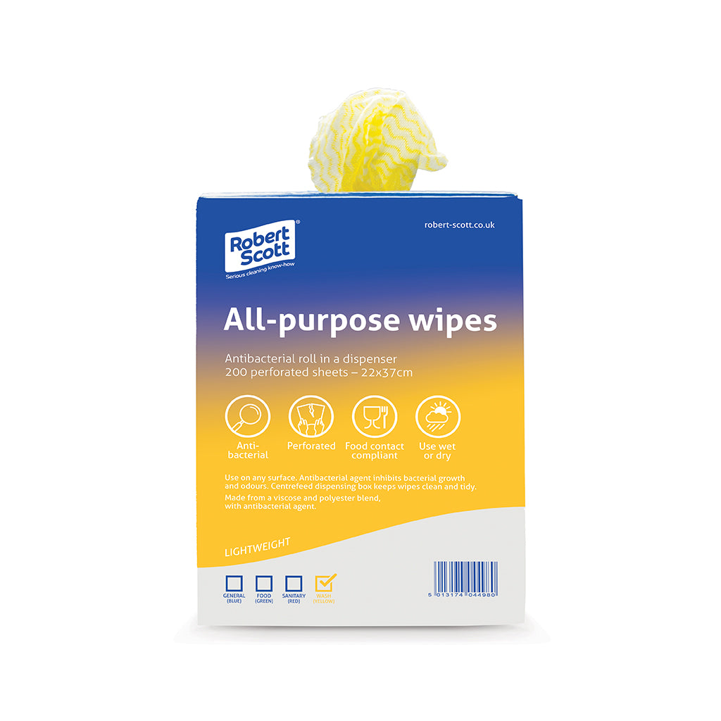 Wipe Cloth On A Roll Yellow 200 Pack