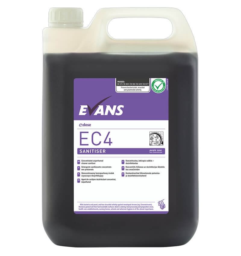 Evans E Dose EC4 Unperfumed Cleaner Sanitiser 5Ltr