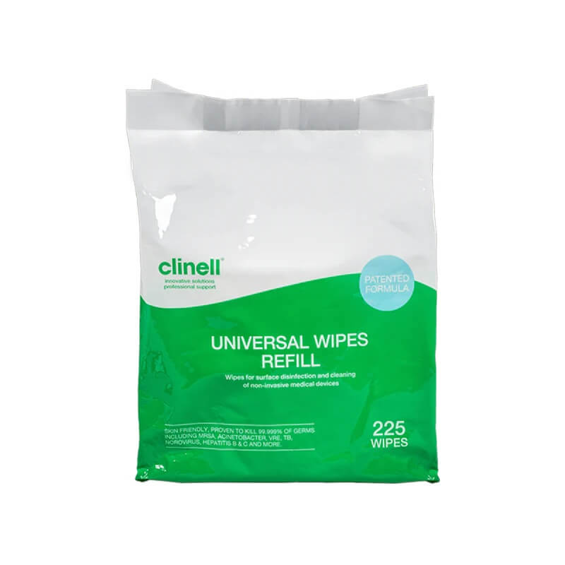 Clinell Universal Wipes Bucket Refills Green CWBUC225R 225 Wipes