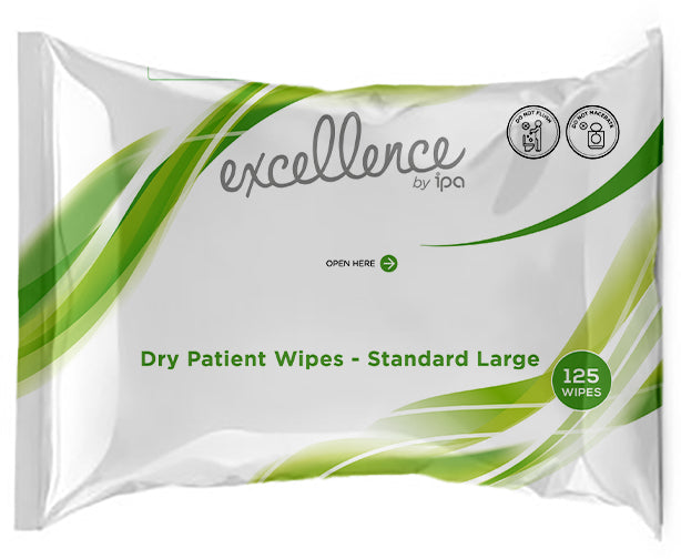 125 Pack Excellence Large Patient Cleansing Dry Wipes 32cm x 25cm