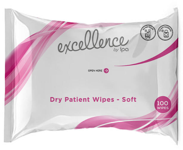 100 Pack Excellence Patient Dry Wipes Soft  32cm x 25cm