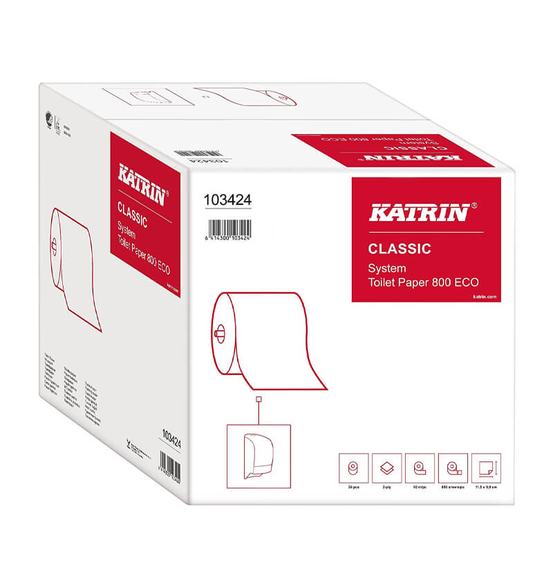 Katrin 15600 Classic 2 Ply Toilet Roll 800 Sheet 36 Pack