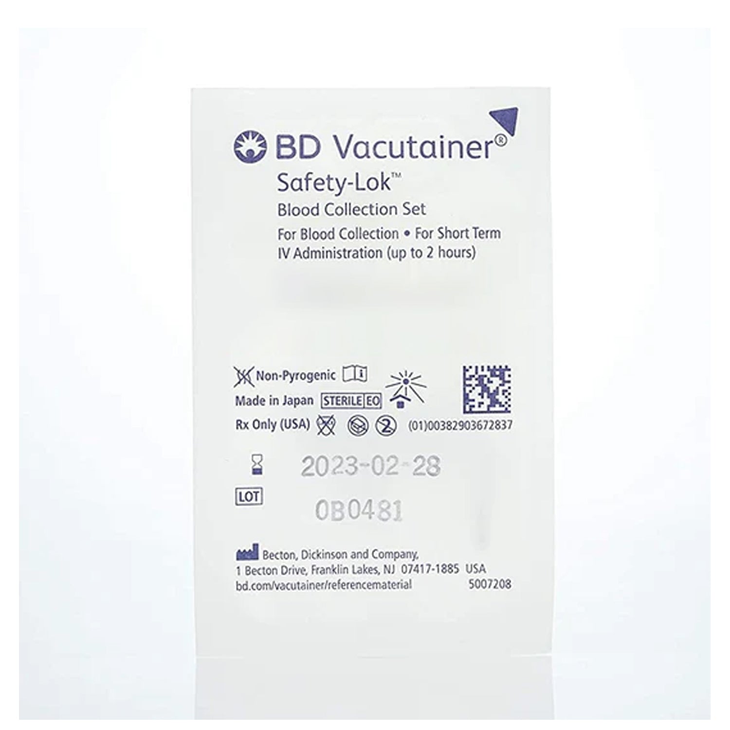 Vacutainer Safety-Lok Blood Collection Set 23G Blue Needle 18cm Tube 50 Pack