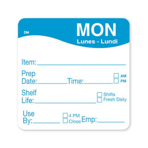 Day Food Labels 51mm x 51mm 500 Pack Monday