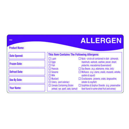Allergen Food Label Roll Of 500