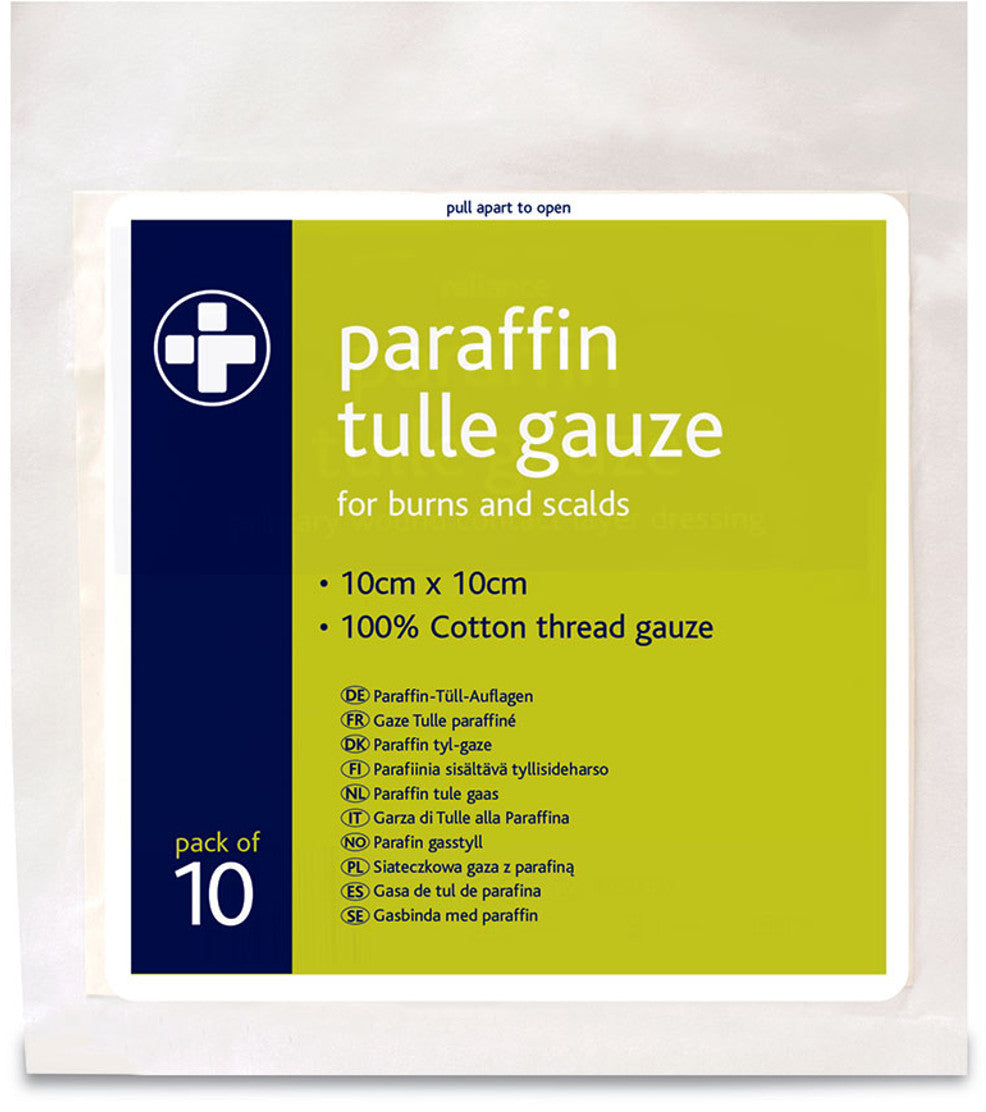 Paraffin Gauze 10cm x 10cm Sterile 10 Pack