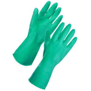 Green Medium Household Rubber Gloves 12 Pairs