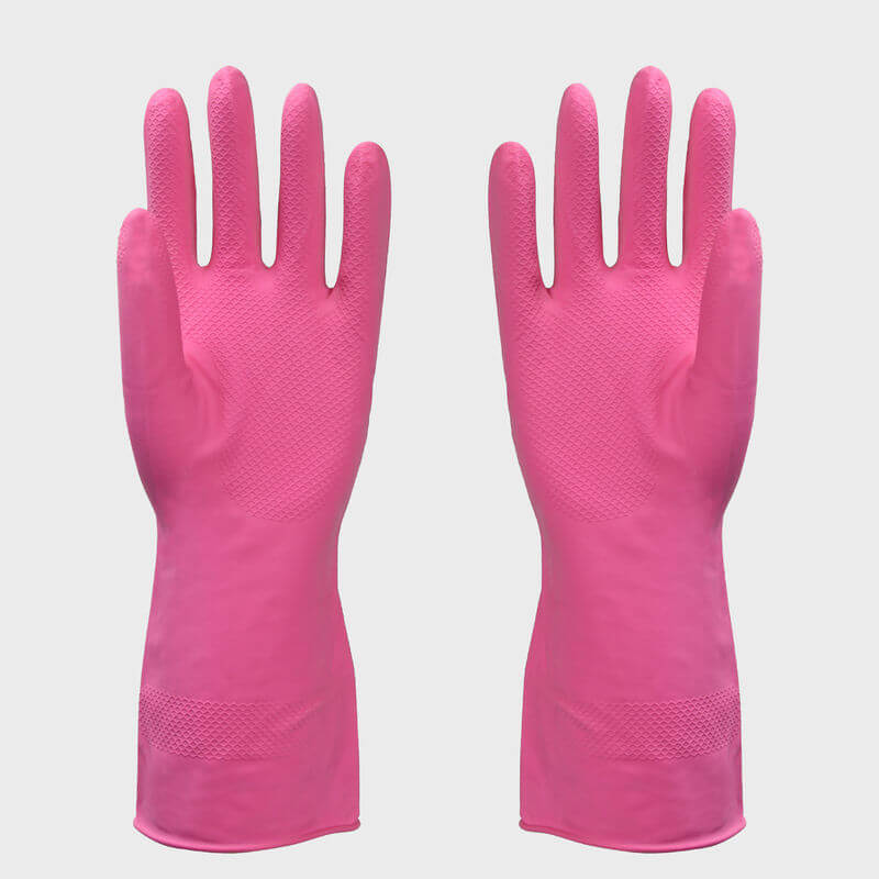 Pink Medium Household Rubber Gloves 12 Pairs