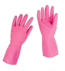 Pink Large Household Rubber Gloves 12 Pairs