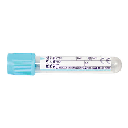 Vacutainer Blood Sample Tube Sodium Citrate For Coagulation Blue 2.7ml Glass 100 Pack