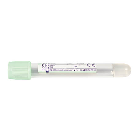 Vacutainer Blood Sample Tube Plasma Heparin With Gel Green 4.5ml Plastic 100 Pack