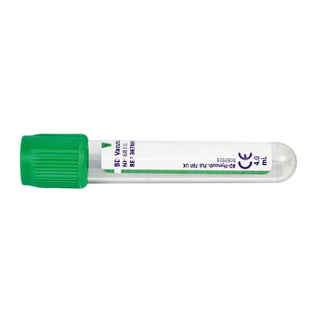 Vacutainer Blood Sample Tube Sodium Heparin Green 6ml Plastic 100 Pack