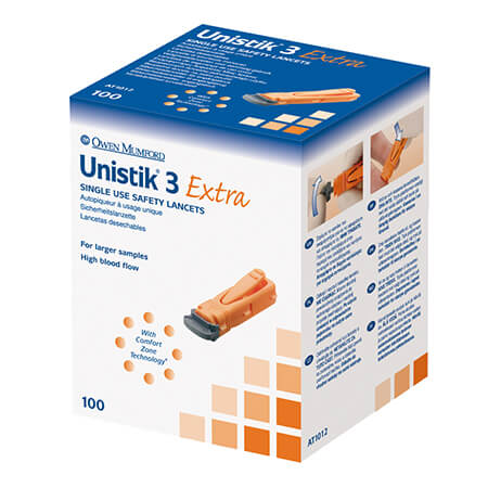 Unistik 3 Lancets Extra 100 Pack